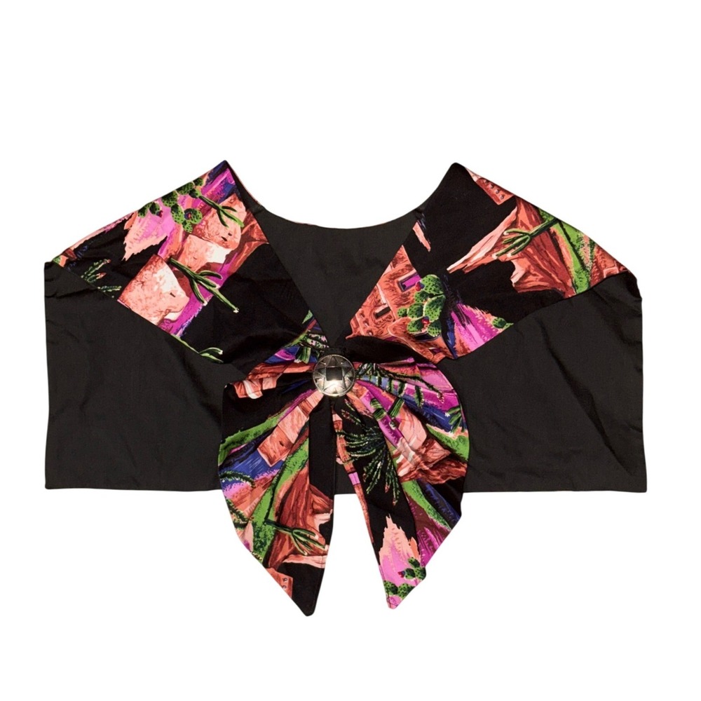 Vintage Southwestern Desert Print Capelet Wrap Concho Western Retro Cowgirl